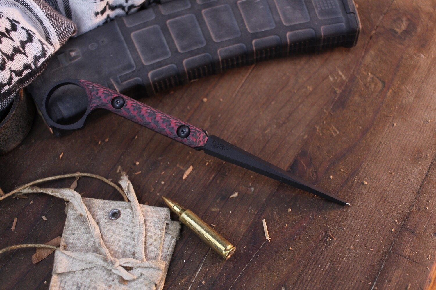 Half Face Blades Cardiac Spike 3.8” Tactical Spike / Blurple Weave Carbon Fiber / Black Cerakote O1