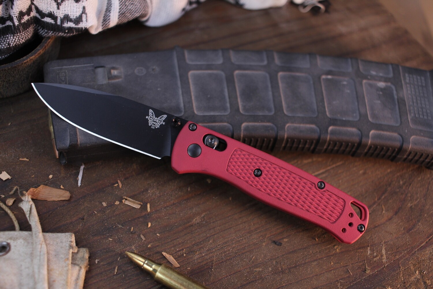 Benchmade NK Custom Bugout 3.24&quot; AXIS Lock Folder / Sedona Red Grivory / Black S30V