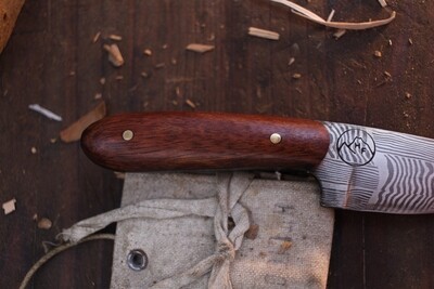 Highlands Forge 2" Fixed Blade Micro Hunter / Bloodwood / Alaskan Forged Mosaic Damascus