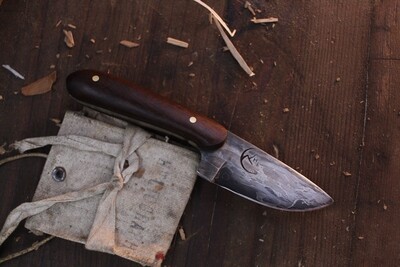 Highlands Forge 2&quot; Fixed Blade Micro Hunter / Ironwood / Alaskan Forged 80CRV2 Core San Mai