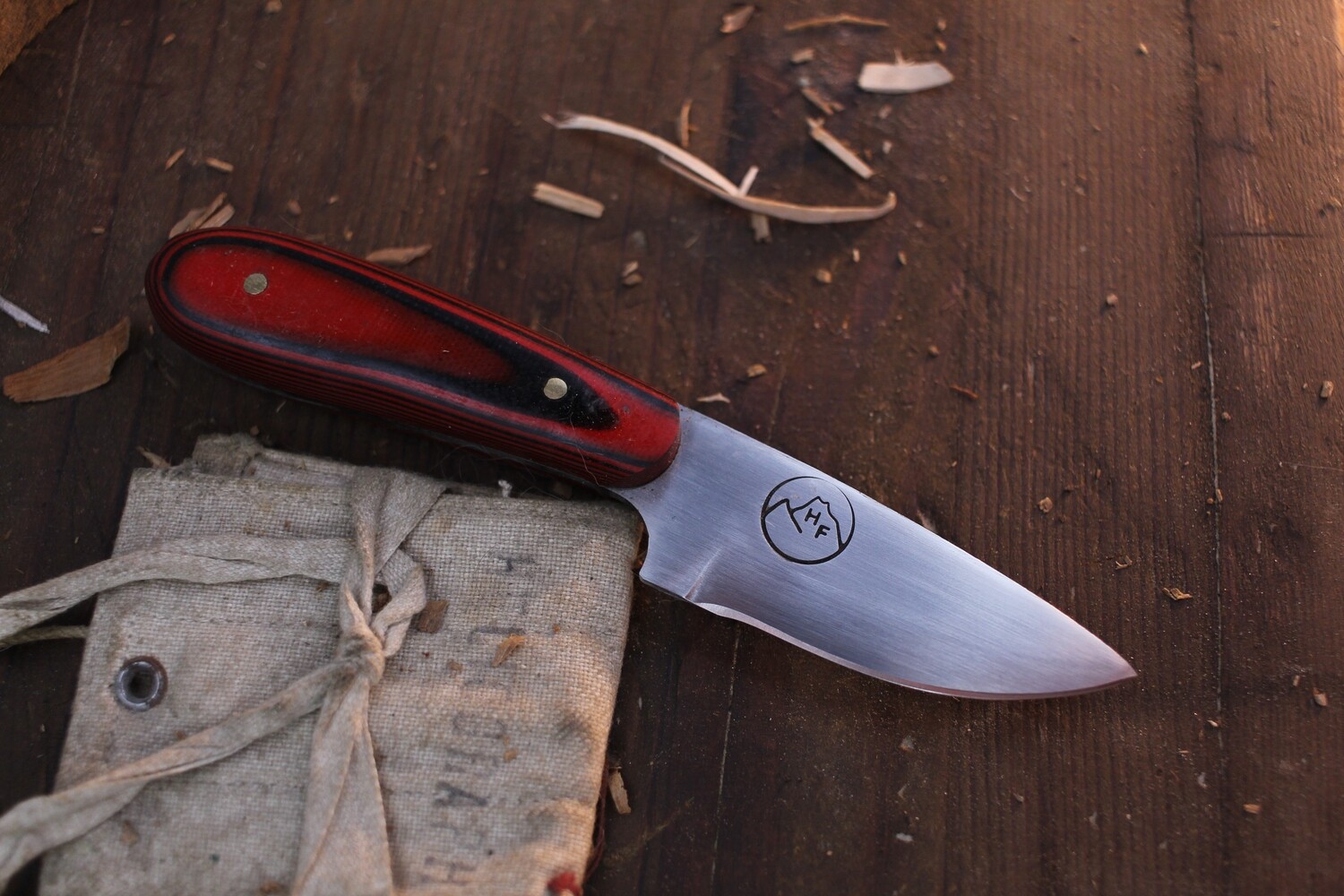 Highlands Forge 2&quot; Fixed Blade Micro Hunter / Orange Ultrex / Satin Forged 1095