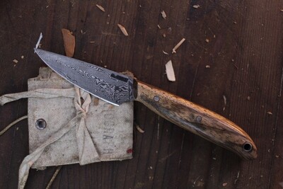 Mark Couch 3” Capper / Zebra Wood / Forged Alaskan Damascus