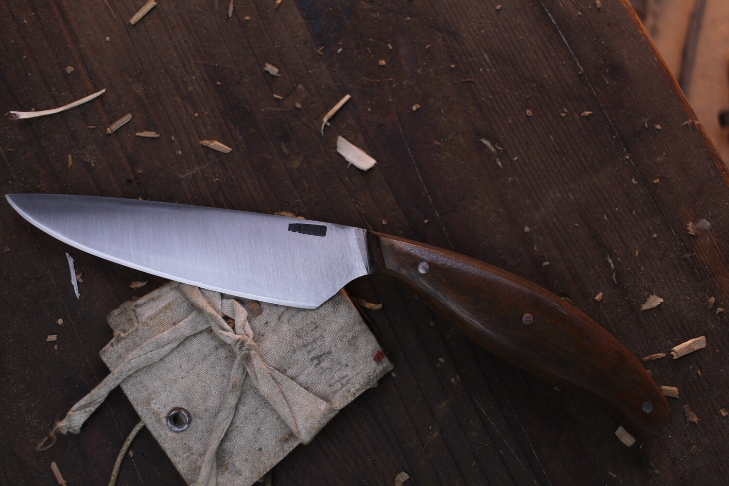 Mark Couch 4.25” Drop Point Hunter / Walnut / Forged Satin 52100