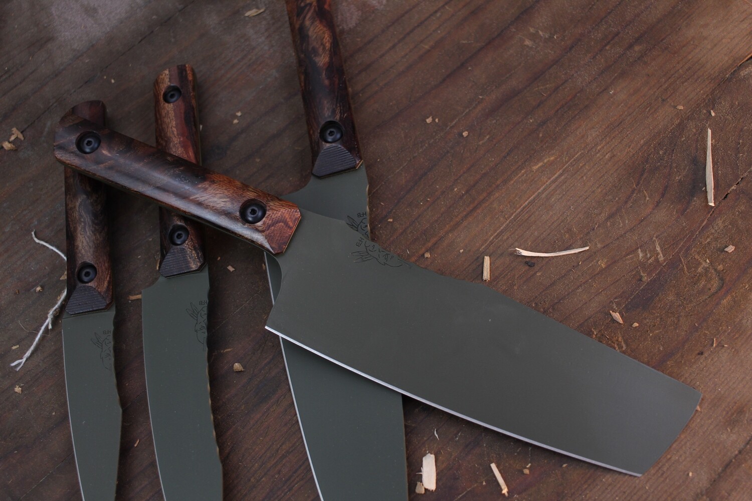 Half Face Blade Chef 4pc Set / Walnut / OD Green Cerakote S45VN