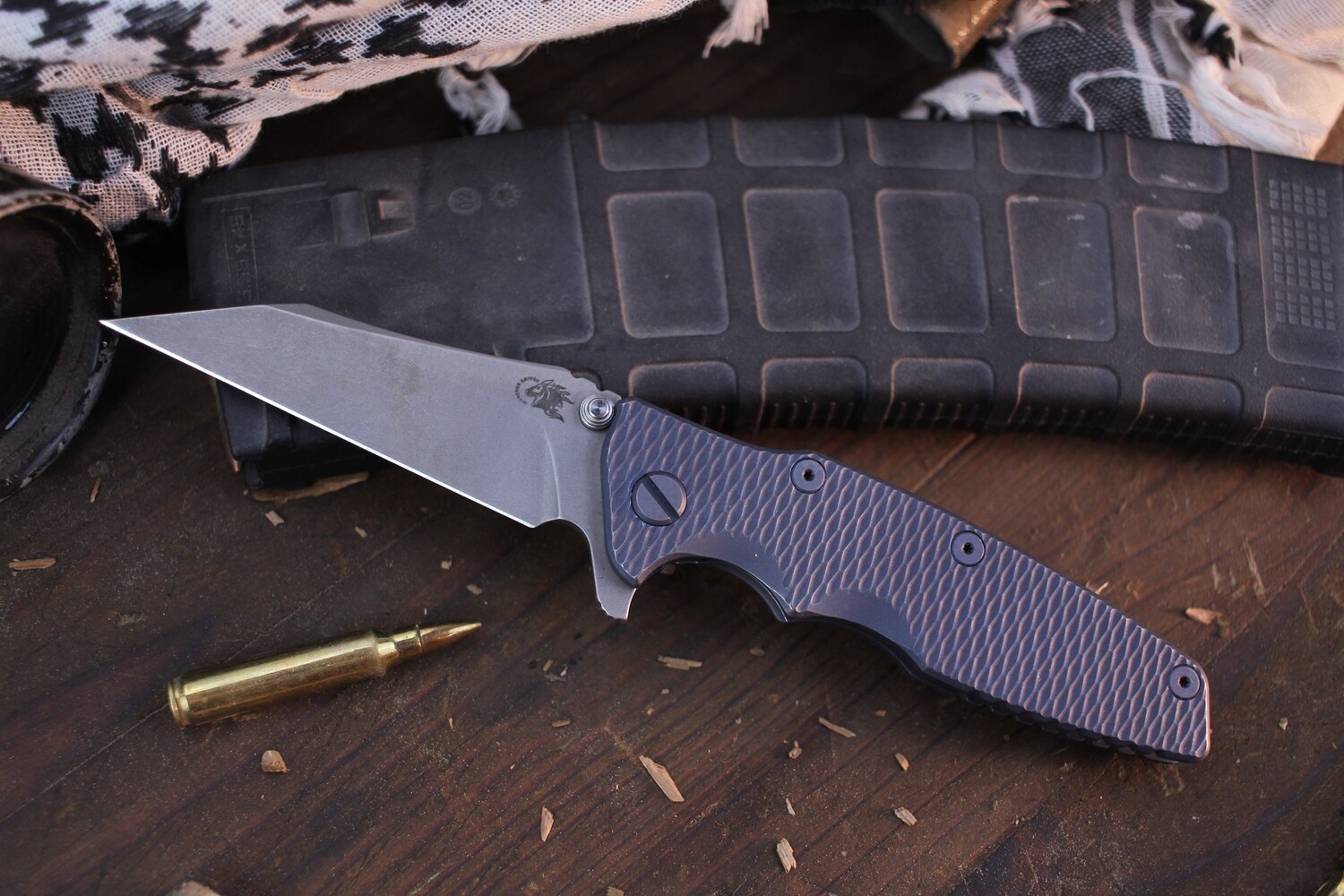 Hinderer Eklipse 3.5&quot; Framelock Folder / Battle Blue Titanium / Working Finish 20CV Wharncliffe ( Pre Owned )