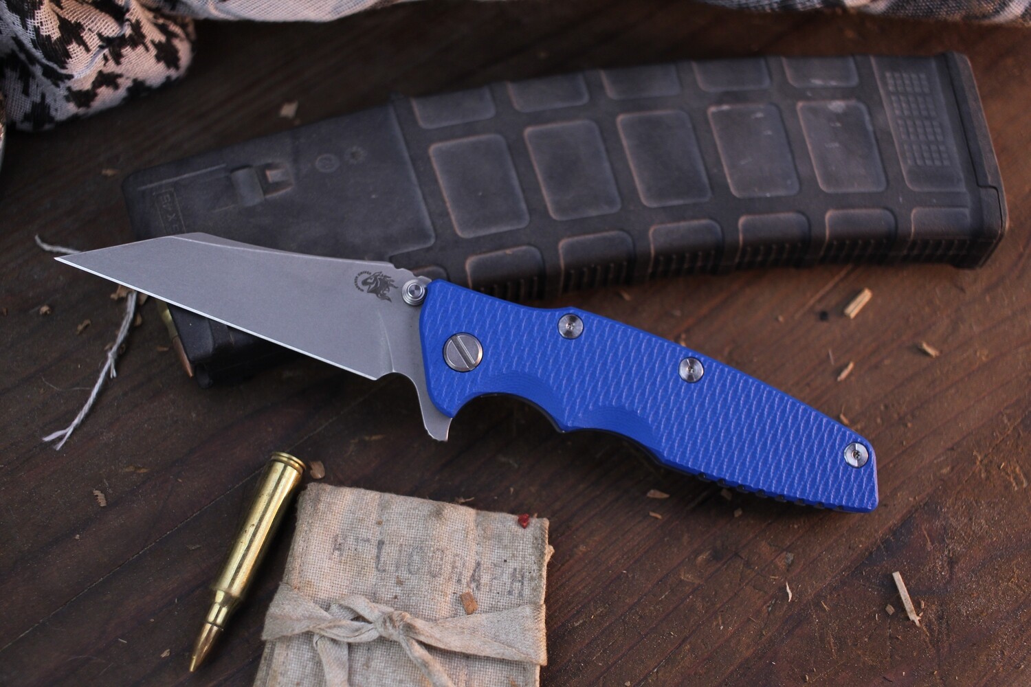 Hinderer Eklipse 3.5&quot; Framelock Folder / Blue G-10 &amp; Battle Blue Titanium / Working Finish 20CV Wharncliffe ( Pre Owned )
