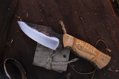 Barrett Knives Ranger 4” Spearpoint Hunter / Carved Maple / Forge Finish 1095
