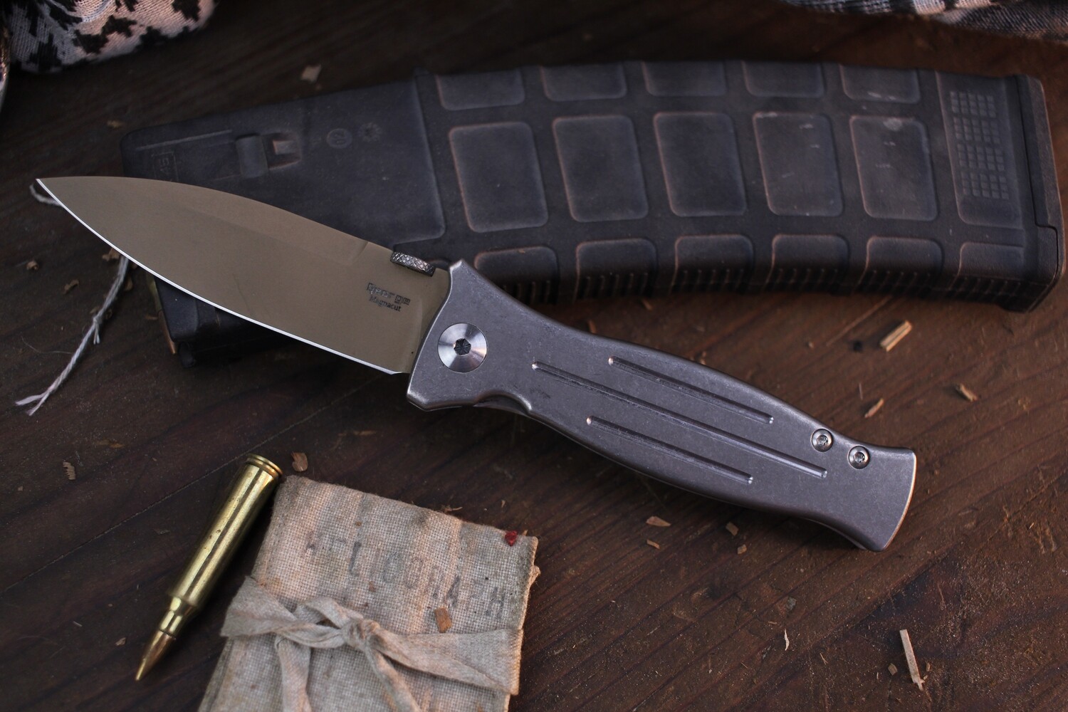 George Knives MK3 3.75&quot; Folding Knife / Titanium / FDE DLC Magnacut ( Pre Owned )