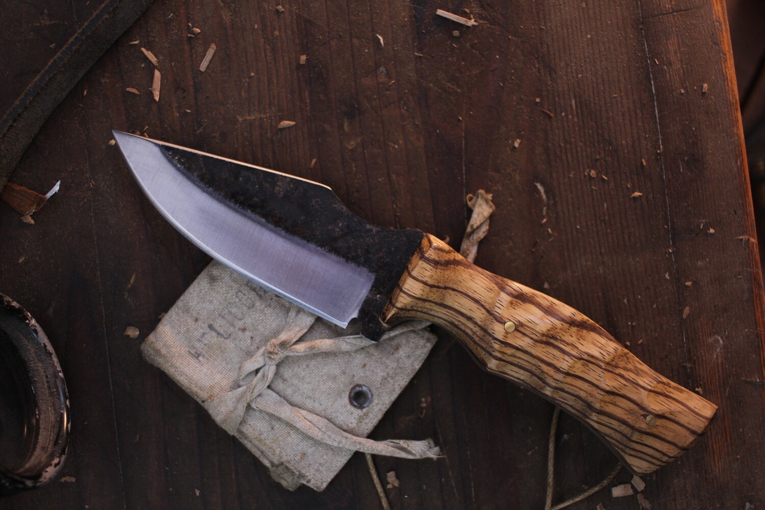 Barrett Knives Ranger 4” Spearpoint Hunter / Rockwork Zebrawood / Forge Finish 1095
