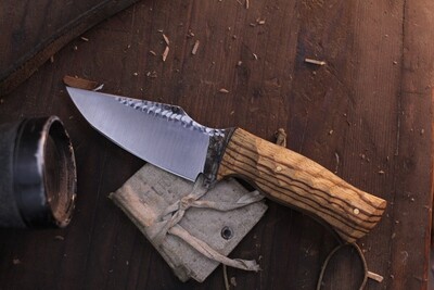 Barrett Knives Ranger 4” Spearpoint Hunter / Rockwork Zebrawood / Jeweled Forged 1095