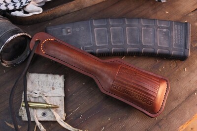 WKBD Slap Jack / Flag Embossed Mahogany Leather / 18 Ounces