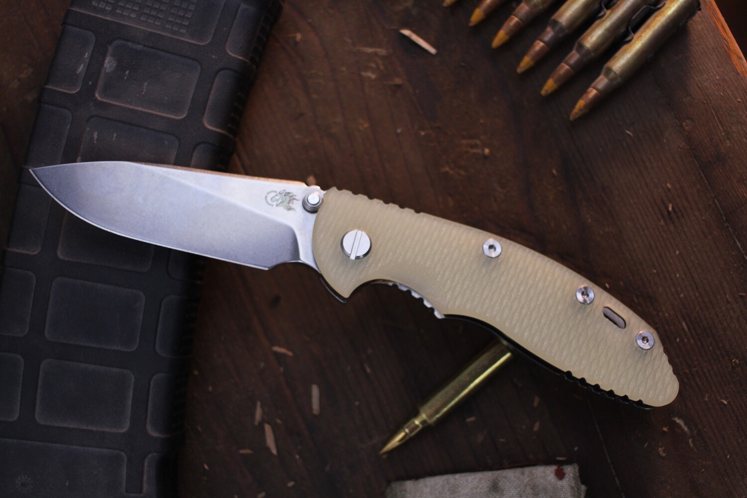 Hinderer XM-18 Slicer 3.5&quot; Framelock Folder / Jade G-10 &amp; Stonewashed Titanium / Stonewashed S45VN ( Pre Owned )