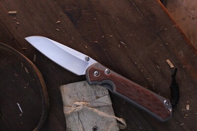 Chris Reeve Knives Large Sebenza 31 Insingo 3.625&quot; Frame Lock Knife / Natural Micarta Inlay / Stonewash Magnacut ( Pre Owned )