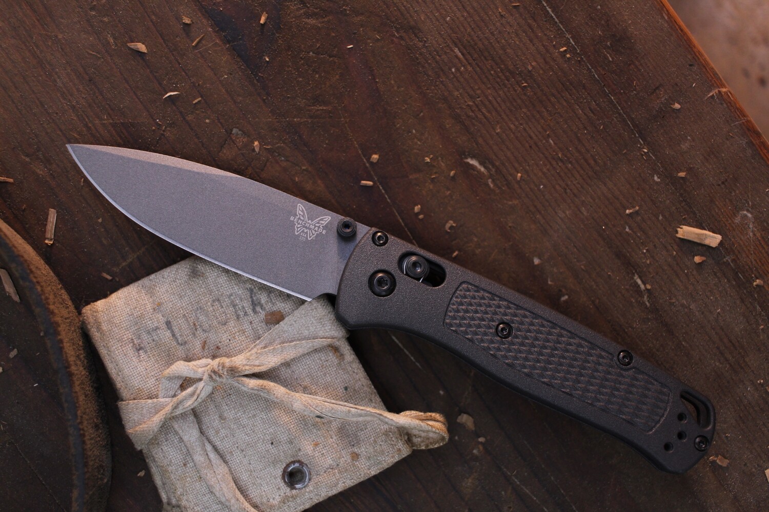 Benchmade NK Custom Bugout 3.24&quot; AXIS Lock Folder / Cobalt Cerakote Grivory With Cobalt Thumbstud / Grey S30V