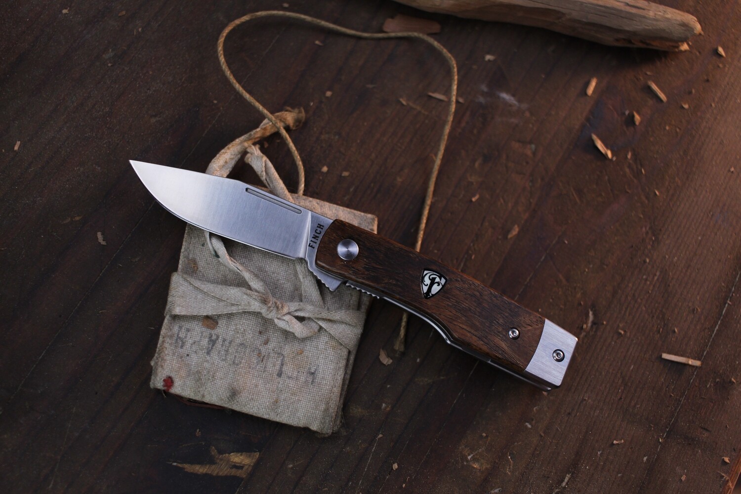 Finch Knives Hatfield 2.75&quot; Frame Lock Flipper / Bocote Wood / Satin 154CM