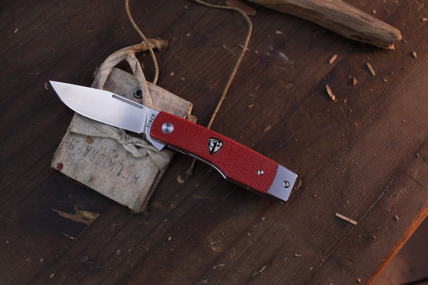 Finch Knives Hatfield 2.75&quot; Frame Lock Flipper / Canyon Red Micarta / Satin 154CM