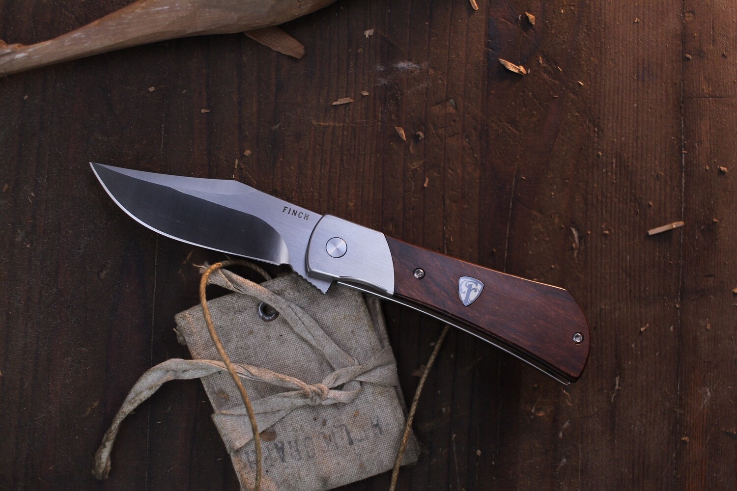 Finch Knives Flint 3.125&quot; Frame Lock Flipper / Ironwood / Satin 154CM