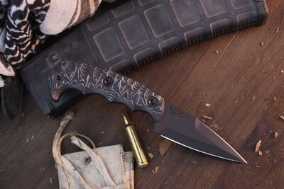 Half Face Blade Humint 3" Fixed Dagger / Stainless Dragon Strike Carbon Fiber / Black Cerakote S45VN