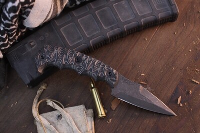 Half Face Blade Humint 3" Fixed Dagger / Stainless Dragon Strike Carbon Fiber / Acid Washed  S45VN