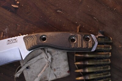 3DK Riot 3.7" Fixed Tanto Point, Elmax Blade / Black Micarta Handle &amp; Kydex Sheath ( Pre Owned )