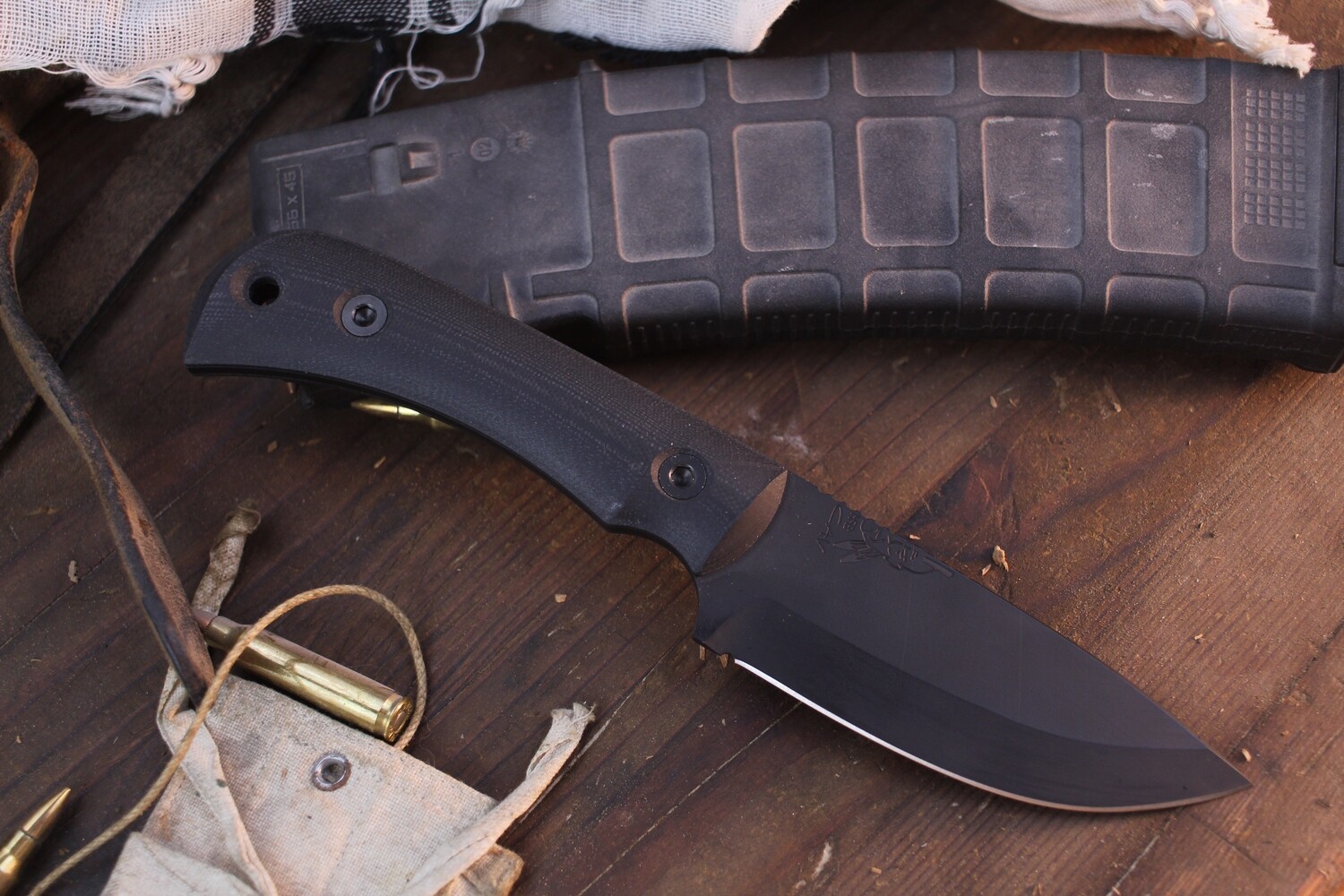 Half Face Blade Cavner 4.2&quot; Fixed Blade / Black G-10 / Black Cerakote Magnacut