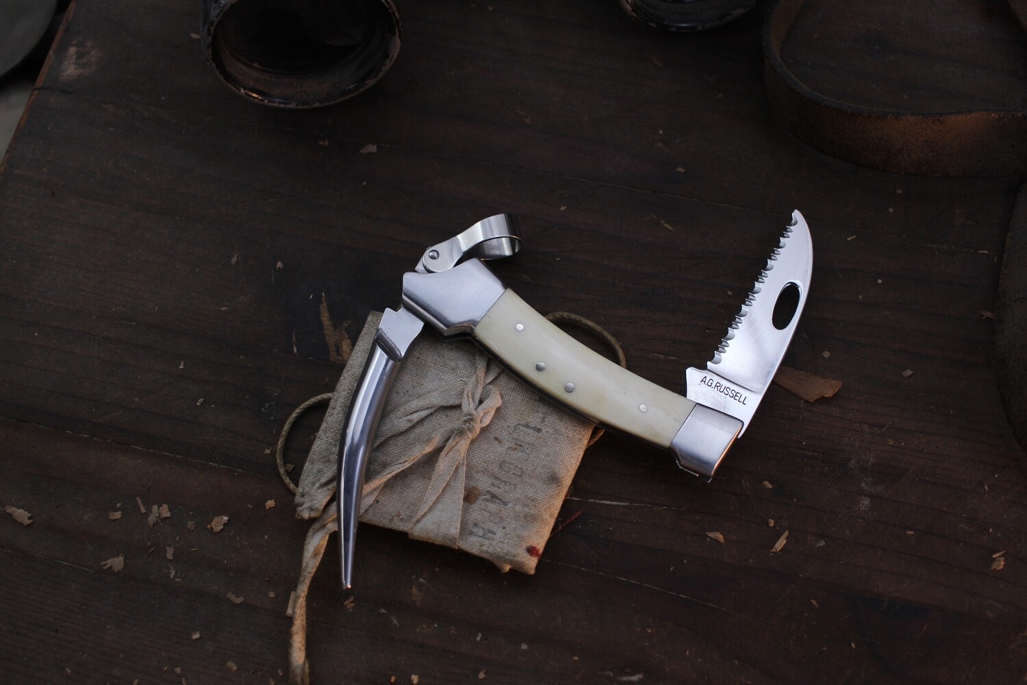 A.G. Russell Classic Sailors 2.5&quot; Slipjoint Folder / Smooth Bone / Satin Stainless ( Pre Owned )