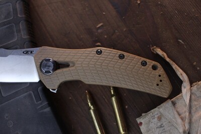 Zero Tolerance 0308 3.75" Frame Lock Knife / Natural Micarta &amp; Titanium / Stonewashed 20CV ( Pre Owned )