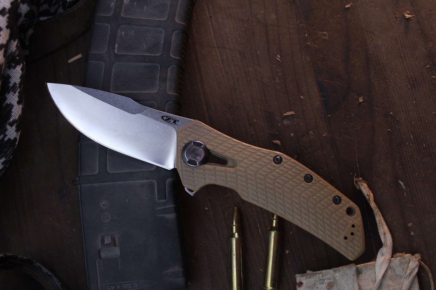 Zero Tolerance 0308 3.75" Frame Lock Knife / Coyote G-10 & Titanium / Stonewashed 20CV ( Pre Owned )