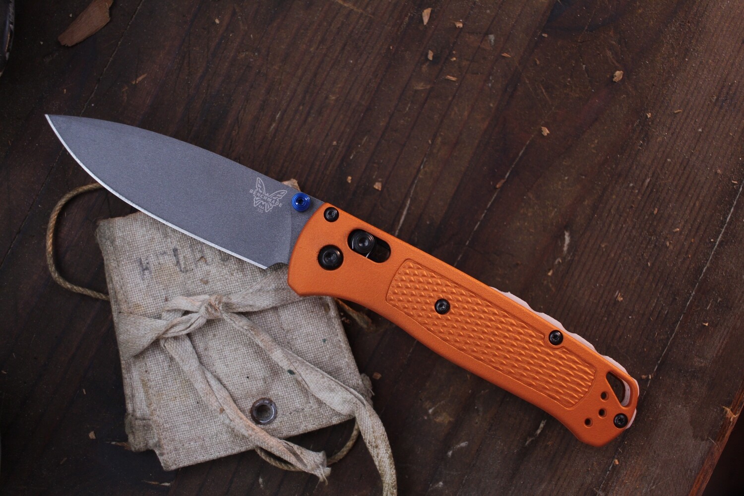 Benchmade NK Custom Bugout 3.24&quot; AXIS Lock Folder / Tequila Sunrise Grivory &amp; Glow Backspacer / Grey S30V