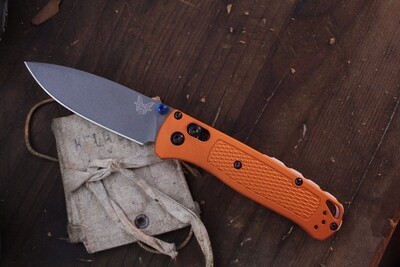Benchmade NK Custom Bugout 3.24&quot; AXIS Lock Folder / Tequila Sunrise Grivory &amp; Glow Backspacer / Grey S30V
