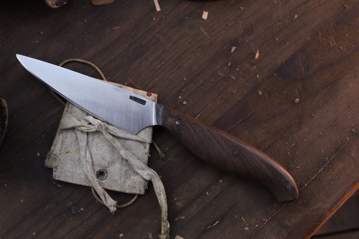 Mark Couch Large 4” Drop Point Utility / Walnut / Satin 52100