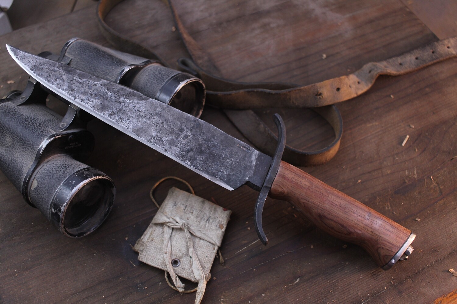 Mark Couch Bush Town 9.5” Fighter / Zebra Wood &amp; Forged 52100 Guard / Forge Finish 52100