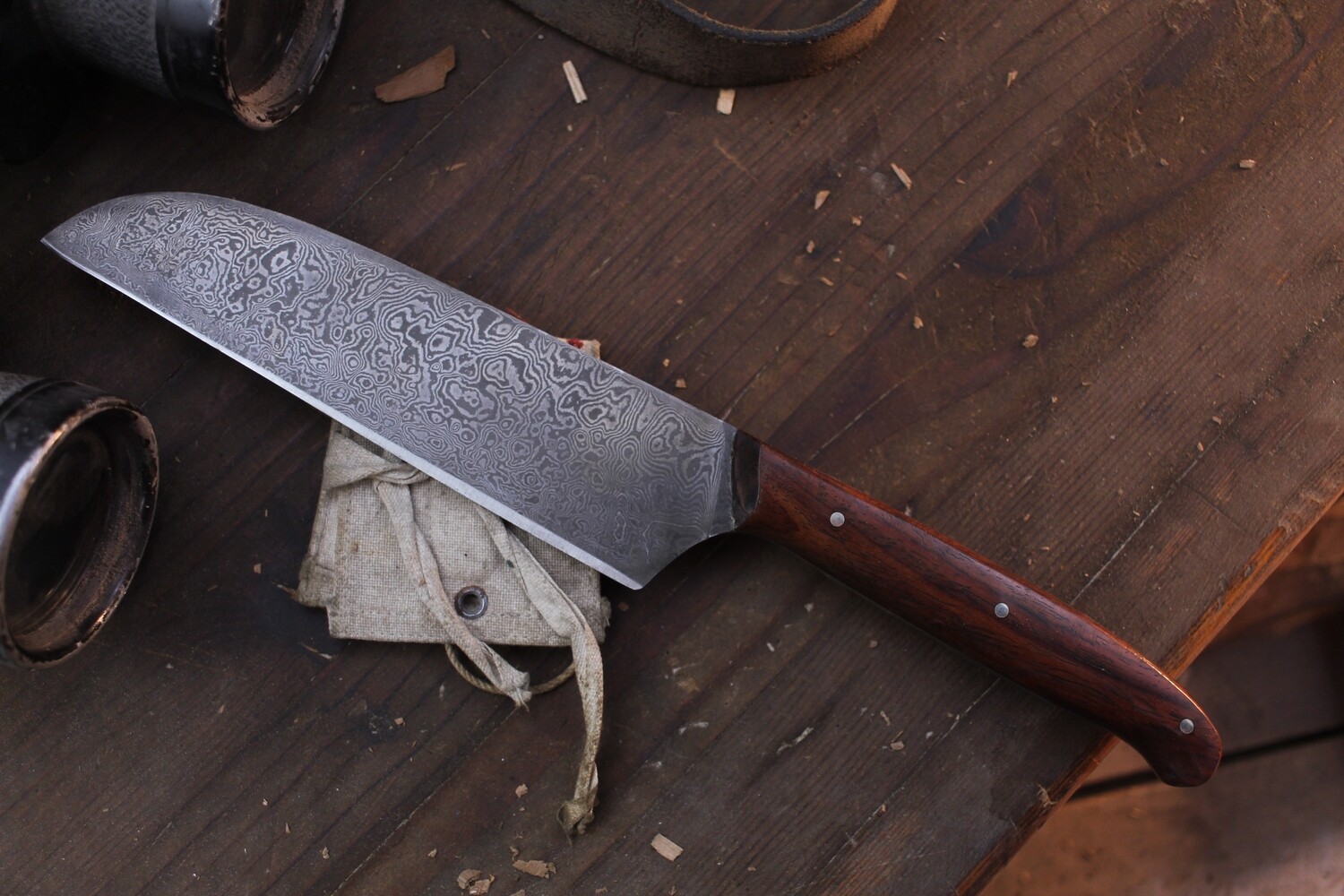Mark Couch 6.5 Santoku / Padauk / Alaskan Forged Damascus