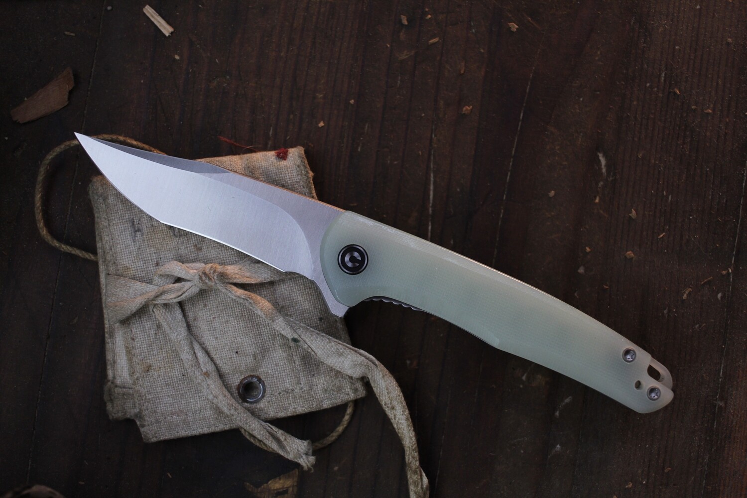 CIVIVI Mini Sandbar 2.9&quot; Linerlock Flipper / Natural Jade G-10 / Satin Nitro-V
