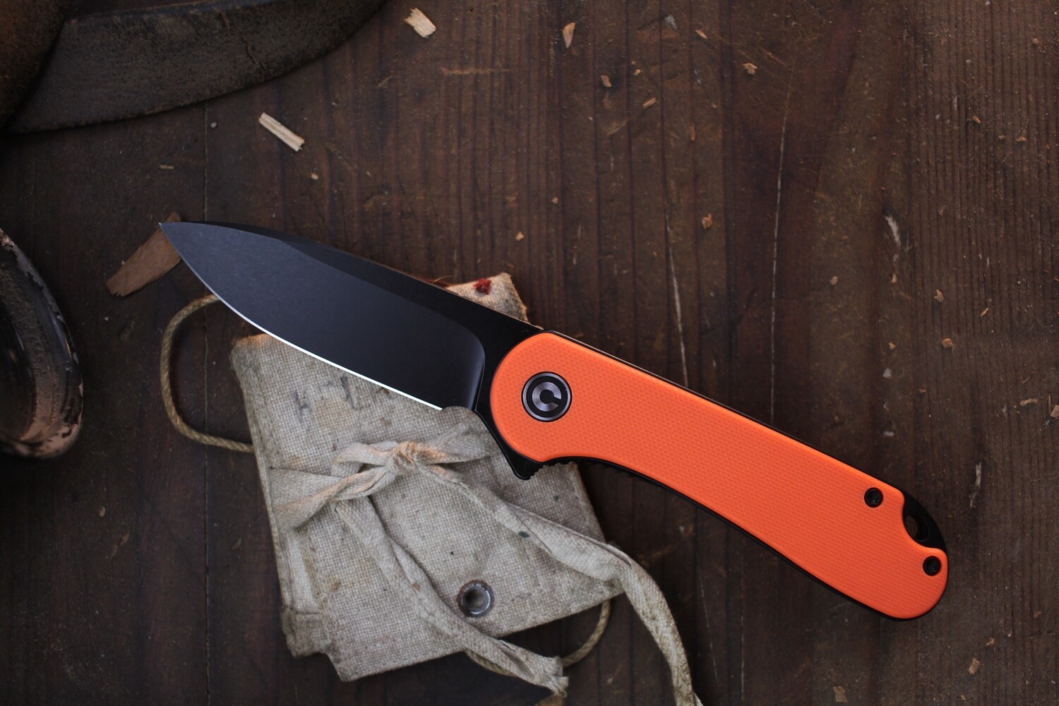 CIVIVI Elementum 2.9&quot; Linerlock Flipper / Orange G-10 / Black D2