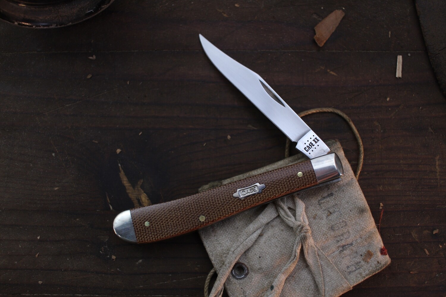 Case Slimline Trapper 4.125&quot; Closed Slipjoint Folder / Natural Cnavas Micarta / Polished Tru-Sharp