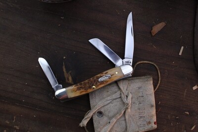Case Medium Stockman 3.5&quot; Closed Slipjoint Folder / Amber Bone / Polished Tru-Sharp