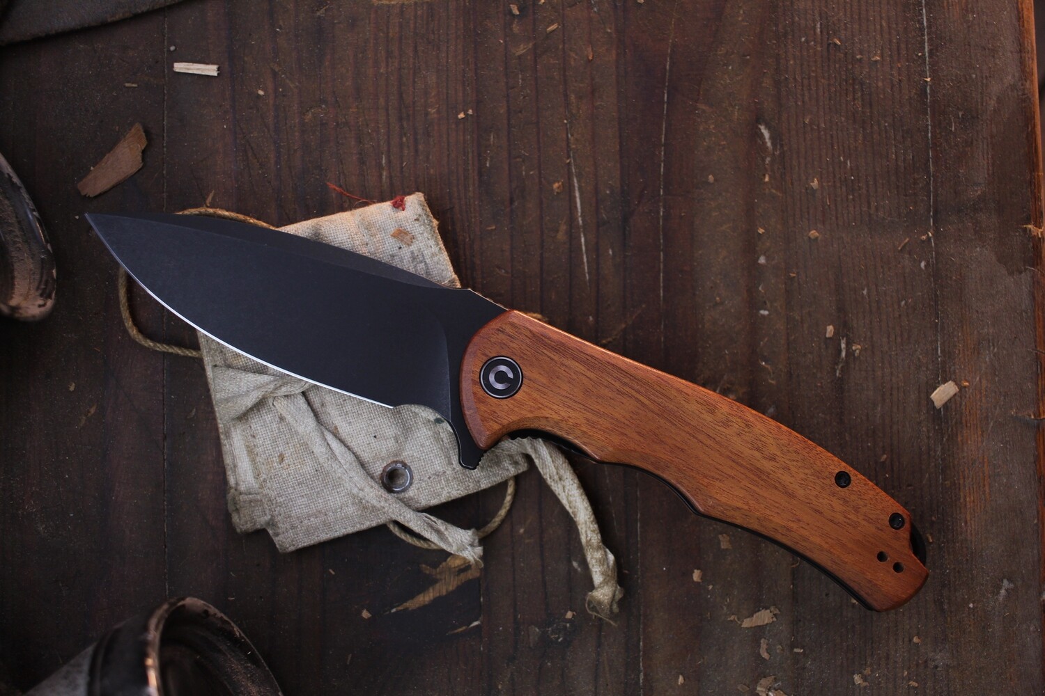 CIVIVI Praxis 3.75&quot; Linerlock Flipper / Cuibourtia Wood / Black 9Cr18MoV