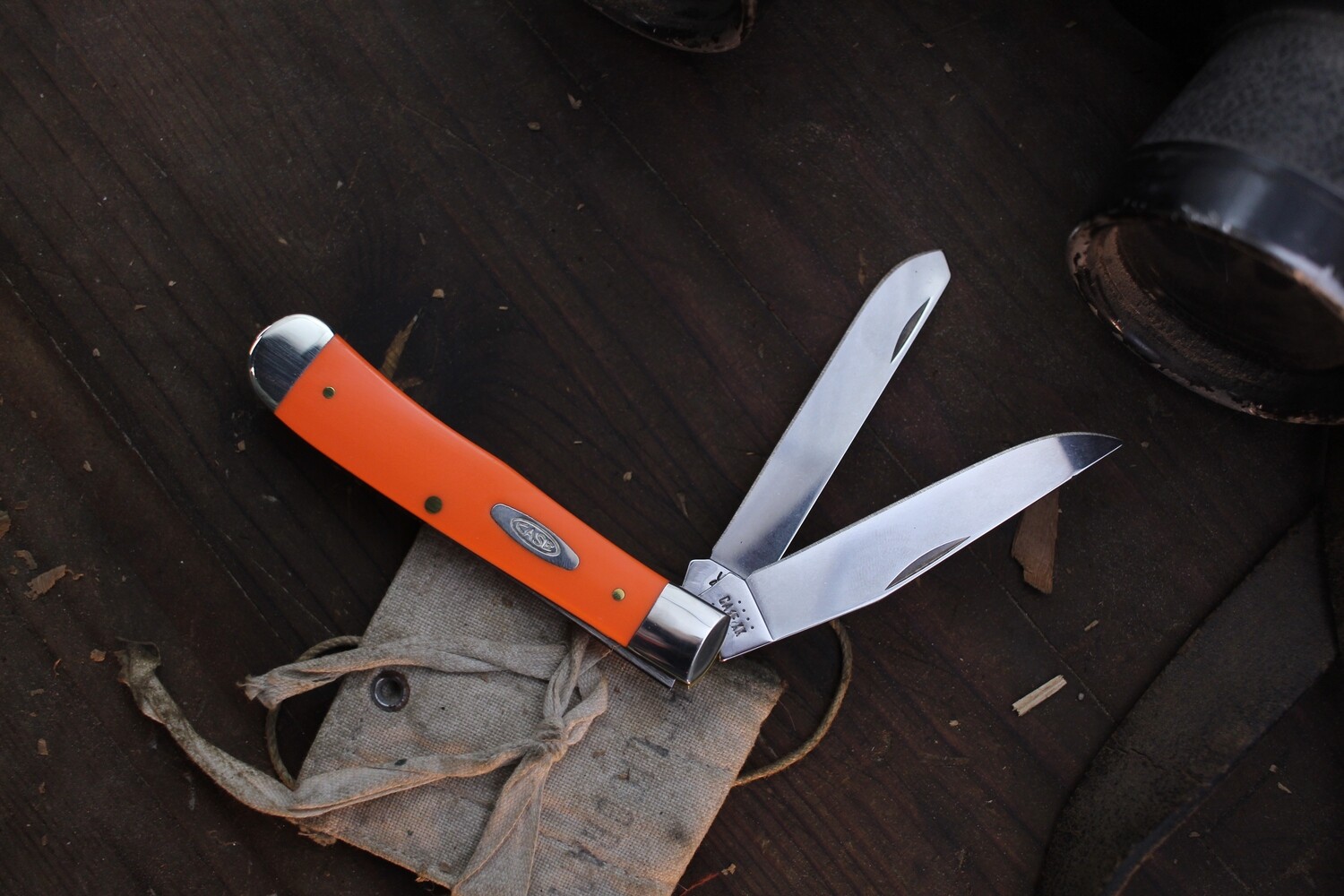 Case Trapper 4.125&quot; Closed Slipjoint Folder / Smooth Orange Synthetic / Polished Tru-Sharp