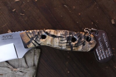 3DK Custom Riot 3.7" Fixed Tanto Point, MagnaCut Convex Hand Ground Blade / Mammoth Ivory Handle