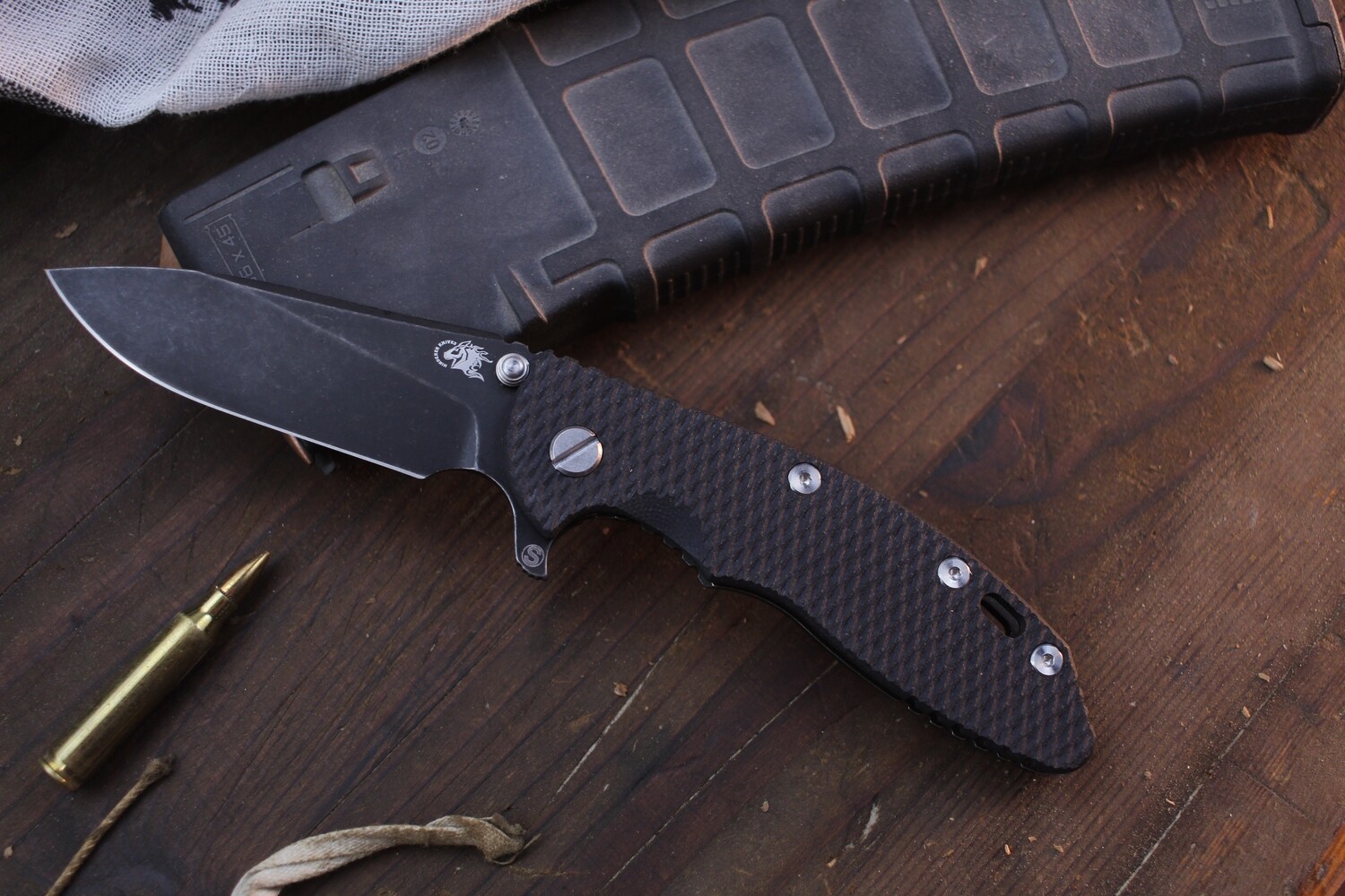  Hinderer XM-18 Skinny Slicer 3.5&quot; Framelock Flipper / Black G-10 &amp; Battle Black Titanium / Battle Black Magnacut