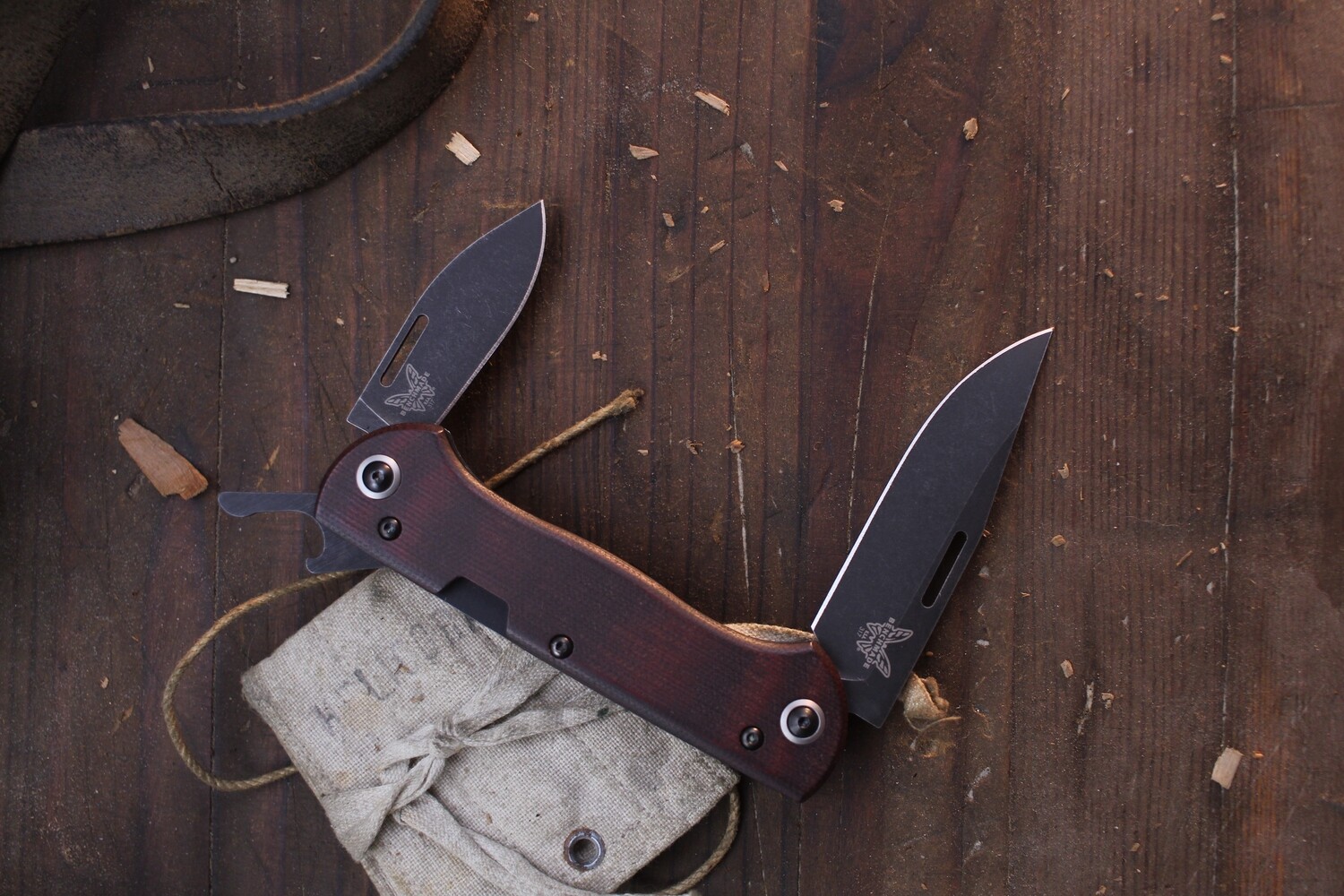 Benchmade Limited Edition Weekender 3&quot; Slipjoint Folder / Burgandy Canvas Micarta / Black DLC S90V ( Discontinued )