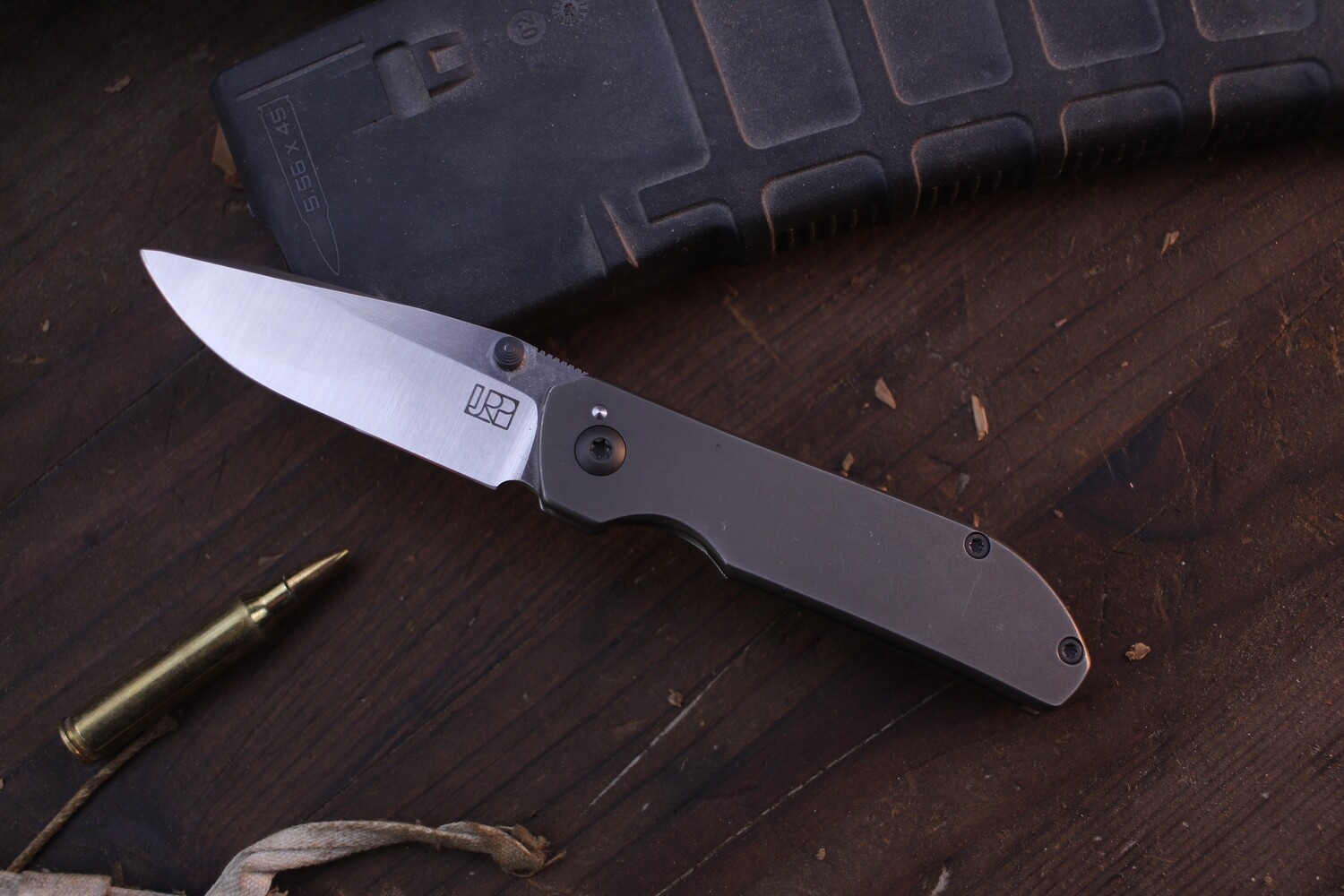 Jared Price Custom Mini Shrike 2.5&quot; Framelock Folder \ Titanium \ Satin CTS-XHP ( pre Owned )