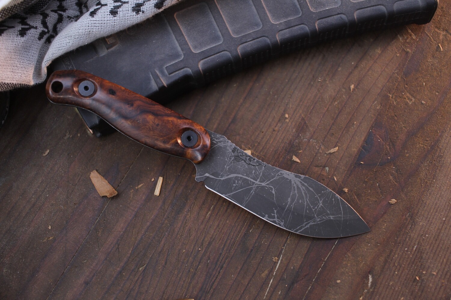 Half Face Blade Skinner Jr. 3.75&quot; Fixed Blade / Desert Ironwood / Acid Washed Magnacut