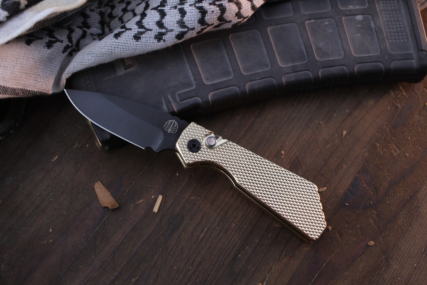 Pro-Tech Strider PT+ 3.05&quot; AUTO Plunmge Lock Folder / Scaled AlBronze Aluminum Bronze  / Black DLC MagnaCut