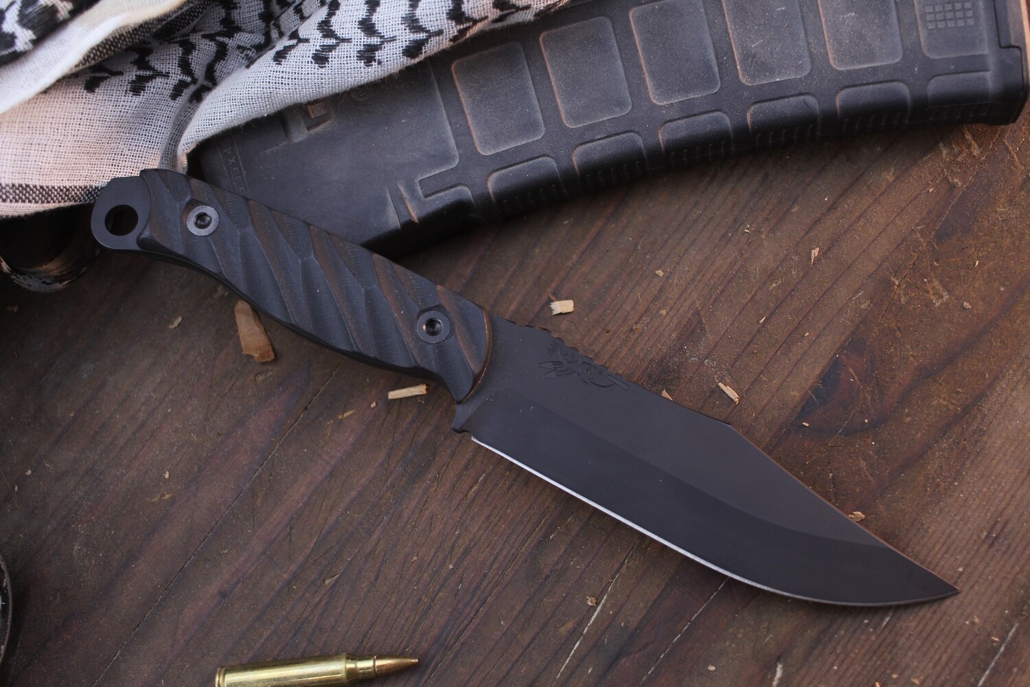 Half Face Blade Crow Scout 5&quot; Fixed Blade / Black G-10 / Black Cerakote S35VN