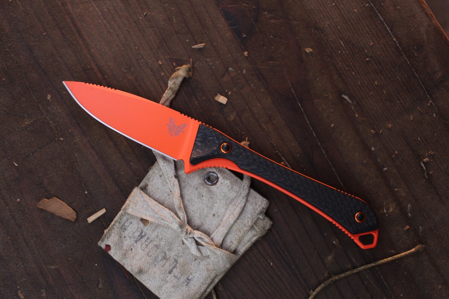 Benchmade Altitude 3.08&quot; Fixed Blade / Black Carbon Fiber / Orange S90V