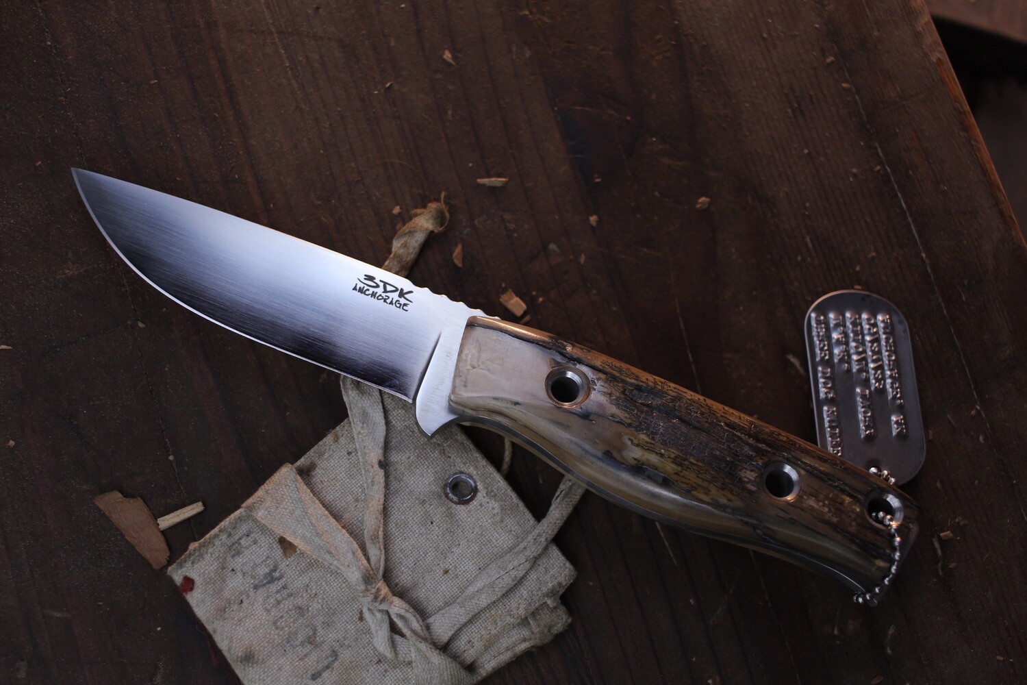 3DK MAK 4&quot; Fixed Drop Point, K110 Convex Ground Blade / Creamy Mammoth Ivory