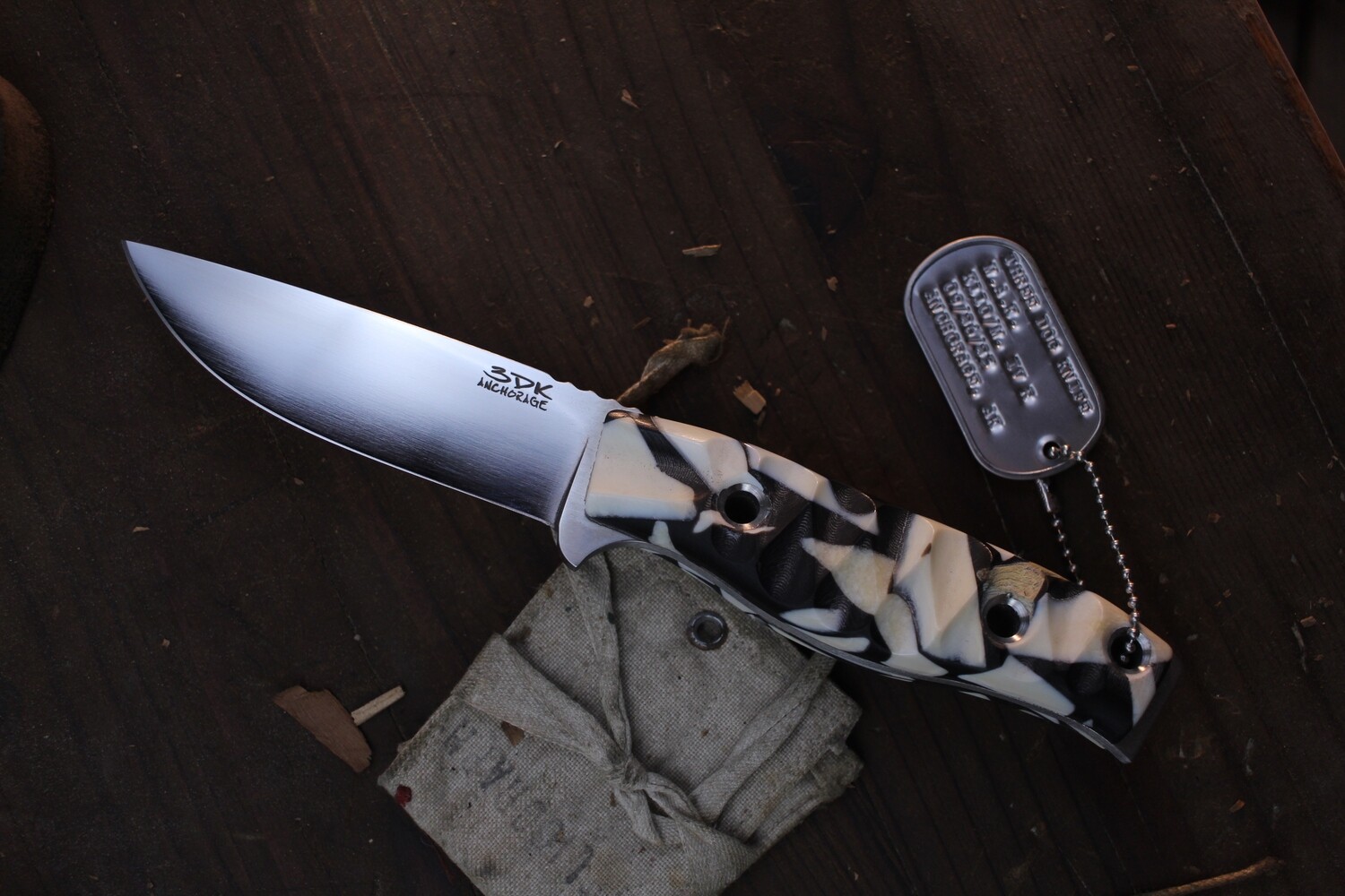 3DK MAK 4&quot; Fixed Drop Point, K110 Convex Ground Blade / Chugach Mountain Composite Ivory