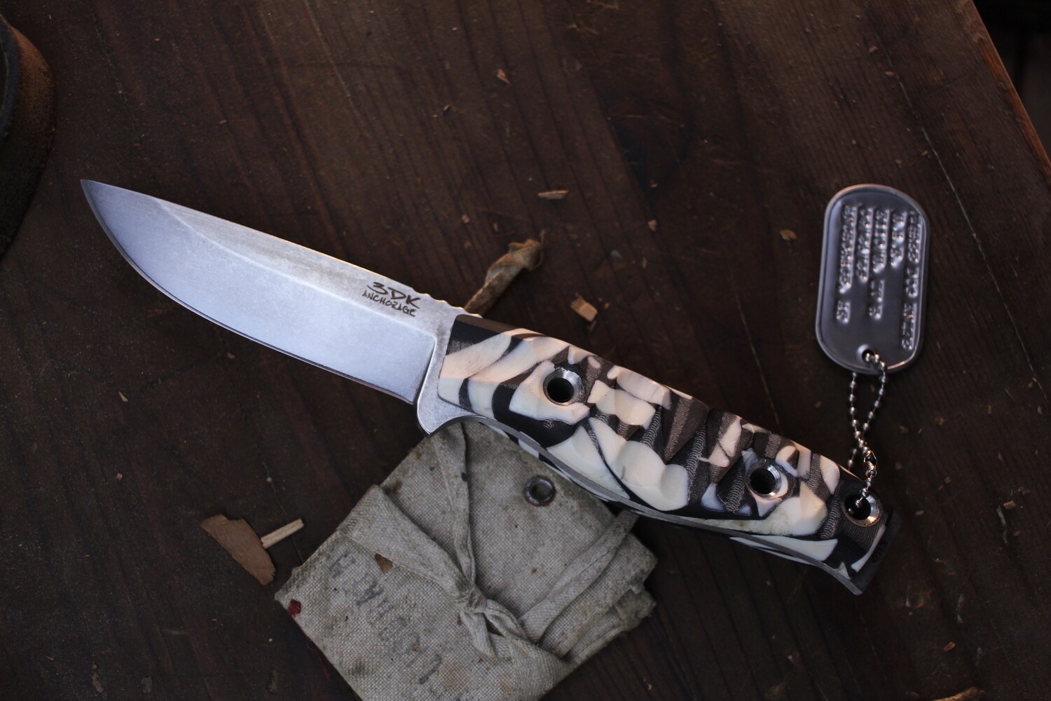 3DK MAK 4&quot; Fixed Drop Point, M390 Blade / Chugach Mountain Composite Ivory